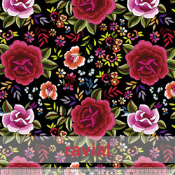 D-STRECH ESTP. Polyester fabric with rose print (10 cm).