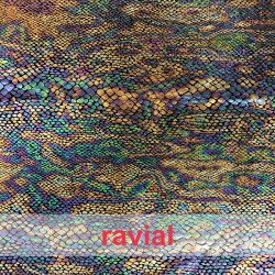 TAY. Lamé knit fabric with snake print.