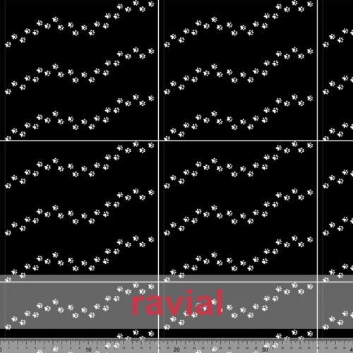 D-STRECH ESTP. Tejido de poliester estampado huellas perro. Dibujo: 18x16cm. OEKO-TEX Standard 100