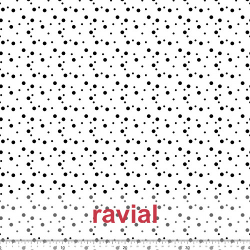 KIRA. Soft satin fabric with irregular polka dot print (small: 0,30 cm. big: 0,60 cm.).