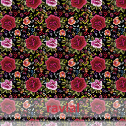 D-STRECH ESTP. Polyester fabric with rose print (4 cm).