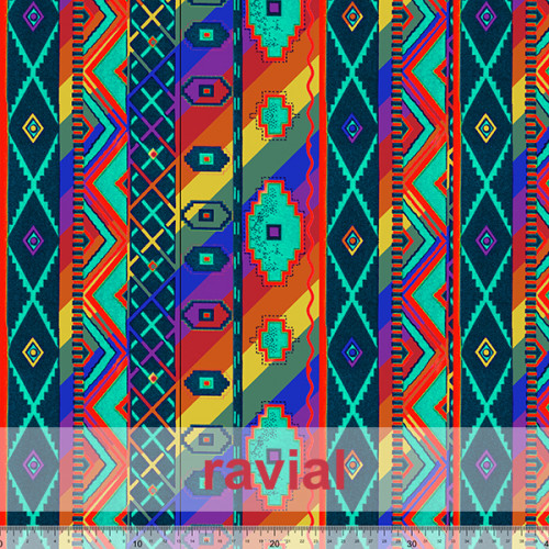D-STRECH ESTP. Strech fabric. Ethnic and stripes print.