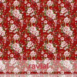 D-STRECH ESTP. Polyester fabric with printed flowers. (Large flower 3 cm.).