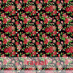 D-STRECH ESTP. Tissu en polyester avec fleurs imprimés. (Fleur de grande taille de 3 cm.).