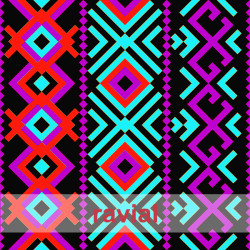 D-STRECH ESTP. Tissu en polyester avec figures géométriques de couleurs.