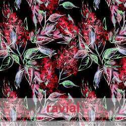 GUAJIRA. Soft techno-peach bi-elastic printed fabric. Floral print.