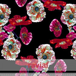 GUAJIRA. Tejido techno-peach bi-elástico suave, estampado flores.