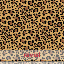 GUAJIRA. Tejido techno-peach bi-elástico suave, estampado leopardo. 4 cm