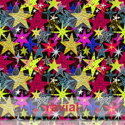 DANZA ZUMBA. Knit fabric with colored stars pattern. OEKO-TEX Standard 100
