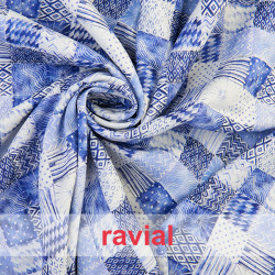 ROTA. Rayon/ linen fabric with decorated check pattern.