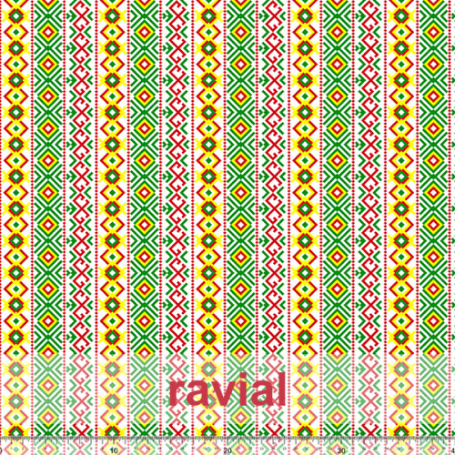 D-RUA. Satinette fabric with a ethnic pattern.