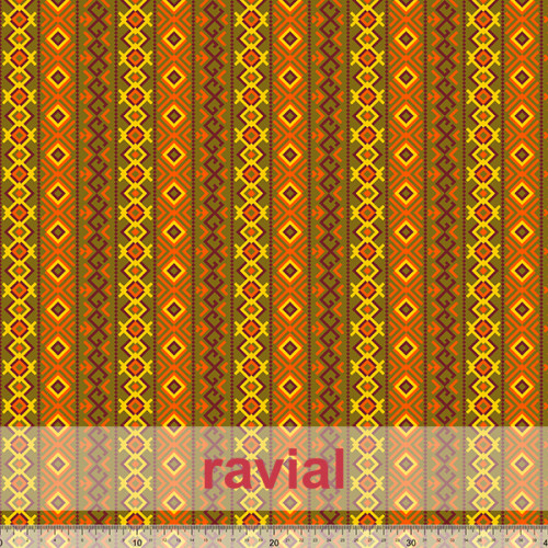 D-RUA. Satinette fabric with a ethnic pattern.