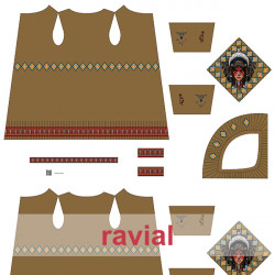 HM-PLAY ANTE. Tissu en daim avec imprimé, motif indien. Motif 1 mx 1,50 m.