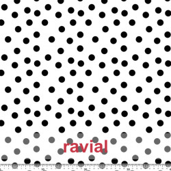 TOLOX. Drape crepe fabric with printed polka dots (1,50 cm).