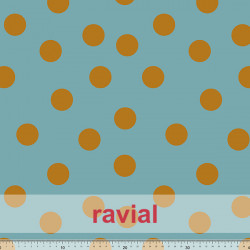GARIT. Thin printed fabric, similar to georgette, with polka dot pattern of 7 cm.