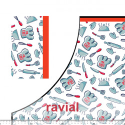 HM-MARADA. Polyester stain-resistant fabric for apron. Kitchen print. 2 aprons per 1m x 1.50m.
