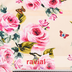 GUAYABA. Cotton fabric with floral print.