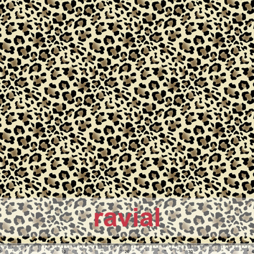 Tejido techno-peach bi-elástico suave. Estampado leopardo 2,30 cm.