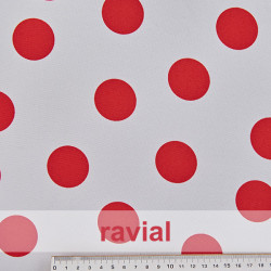 BASICO STRECH EST. BULERIA GR. Polyester fabric. Big polka dot print 3,50 cm.