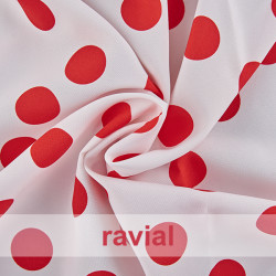 BASICO STRECH EST. BULERIA GR. Polyester fabric. Big polka dot print 3,50 cm.