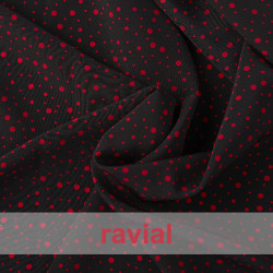NATASHA TOPO  IRREGULAR PQ. Drape crêpe fabric, for flamenco dresses. Irregular polka dot print.