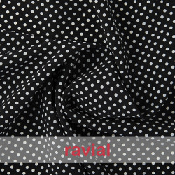 NATASHA  TOPO PQ. Drape crêpe fabric. Normally used for flamenco dresses. Small polka dot print 0,40 cm.