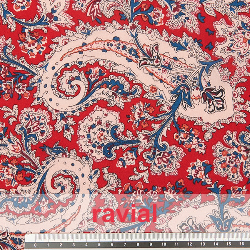 Tejido de gasa con estampado de cachemir.