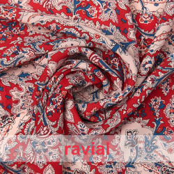 Tejido de gasa con estampado de cachemir.