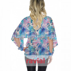 Tejido doble georgette. Estampado de flores abstractas.
