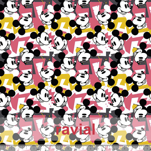 Tejido de felpa ideal sudaderas. Estampado de Mickey Mouse.