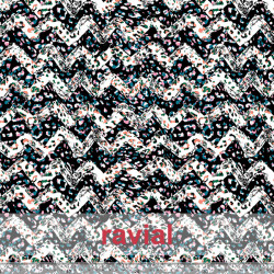 Tejido de poliéster reciclado tipo crep. Estampado abstracto.
