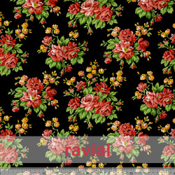 Tejido de poliéster. Estampado de flores