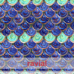 Tejido de poliéster. Estampado de escamas.