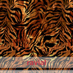 Tejido de terciopelo con algo de elasticidad y estampado de tigre.