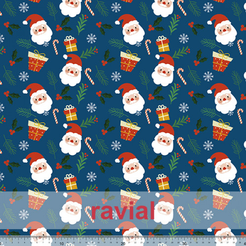 Tejido de poliéster anti manchas. Mantel con estampado de Navidad.