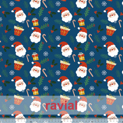 Tejido de poliéster anti manchas. Mantel con estampado de Navidad.