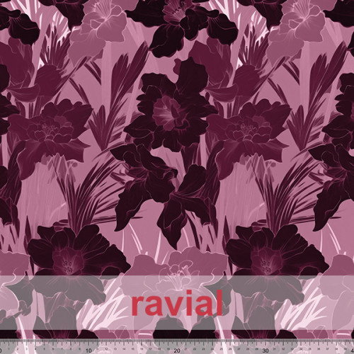 Tejido techno-peach bi-elástico suave. Estampado de flores.