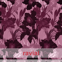 Tejido techno-peach bi-elástico suave. Estampado de flores.