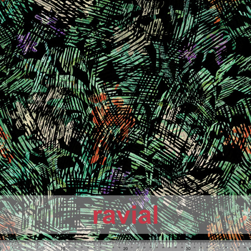 Tejido techno-peach bi-elástico suave. Estampado abstracto.