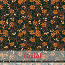 Tejido techno-peach bi-elástico suave. Estampado de flores.
