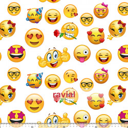 Tejido de punto con estampado de emojis de 6,00 cms.