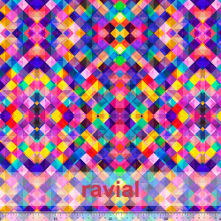 Tejido de punto con estampado abstracto geométrico.