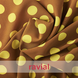 NATASHA. Drape crêpe fabric. Normally used for flamenco dresses. Medium polka dot print 2.75 cm.