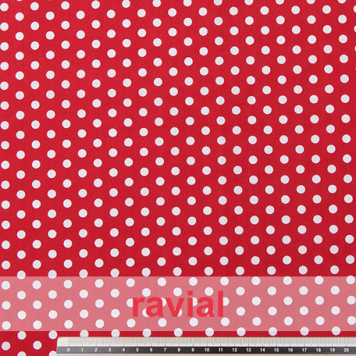 Tejido de algodón con estampado lunares 0,70 cm.