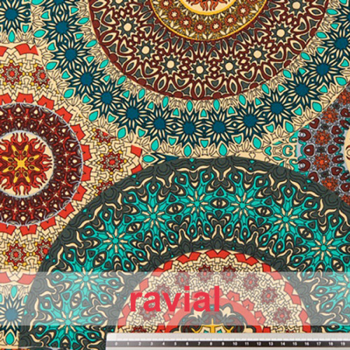 Viscosa. Tejido fino con mucha caída. Estampado de mandalas.