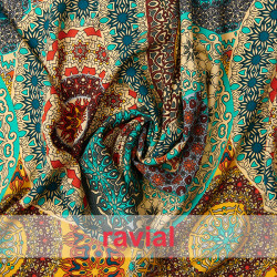 Viscosa. Tejido fino con mucha caída. Estampado de mandalas.