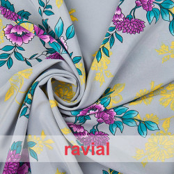 NATASHA. Drape crêpe fabric for flamenco dresses, floral print.