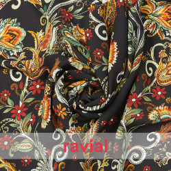 Tejido de gasa gordita con estampado cachemir.