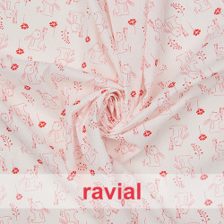 Tejido de algodón con estampado de conejitos.