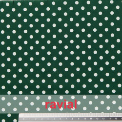 Tejido de crep estampado con lunares de 0,50 cm.